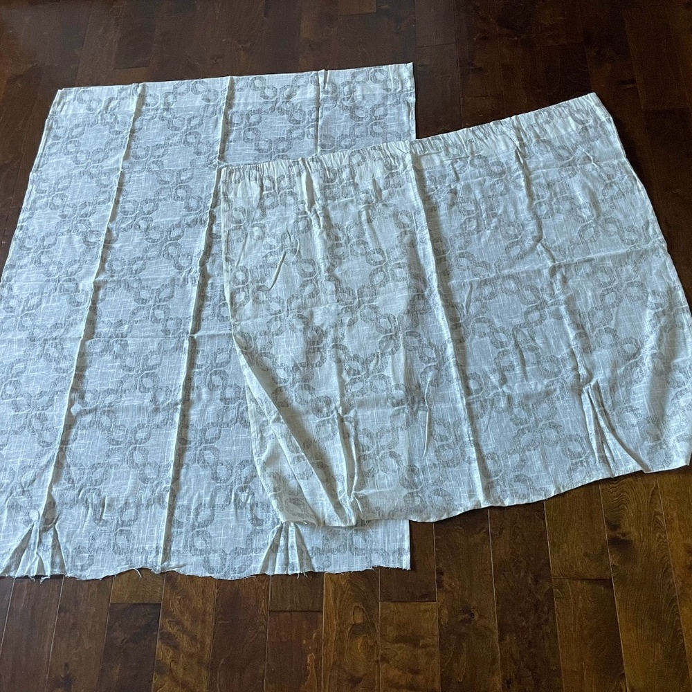 West Elm fabric white silver light grey grey links pattern print